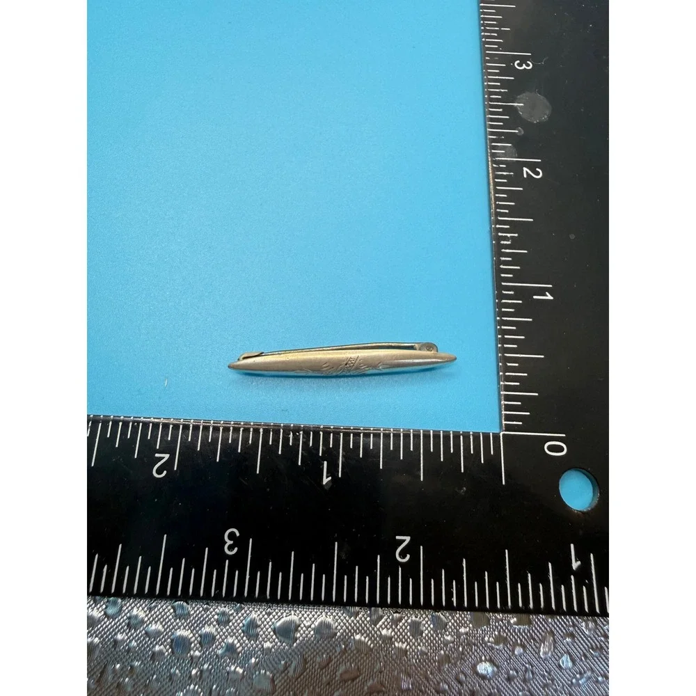 Vintage Sterling Silver Engraved‎ Bar Brooch Floral Cigar Pin Antique Style 1.5